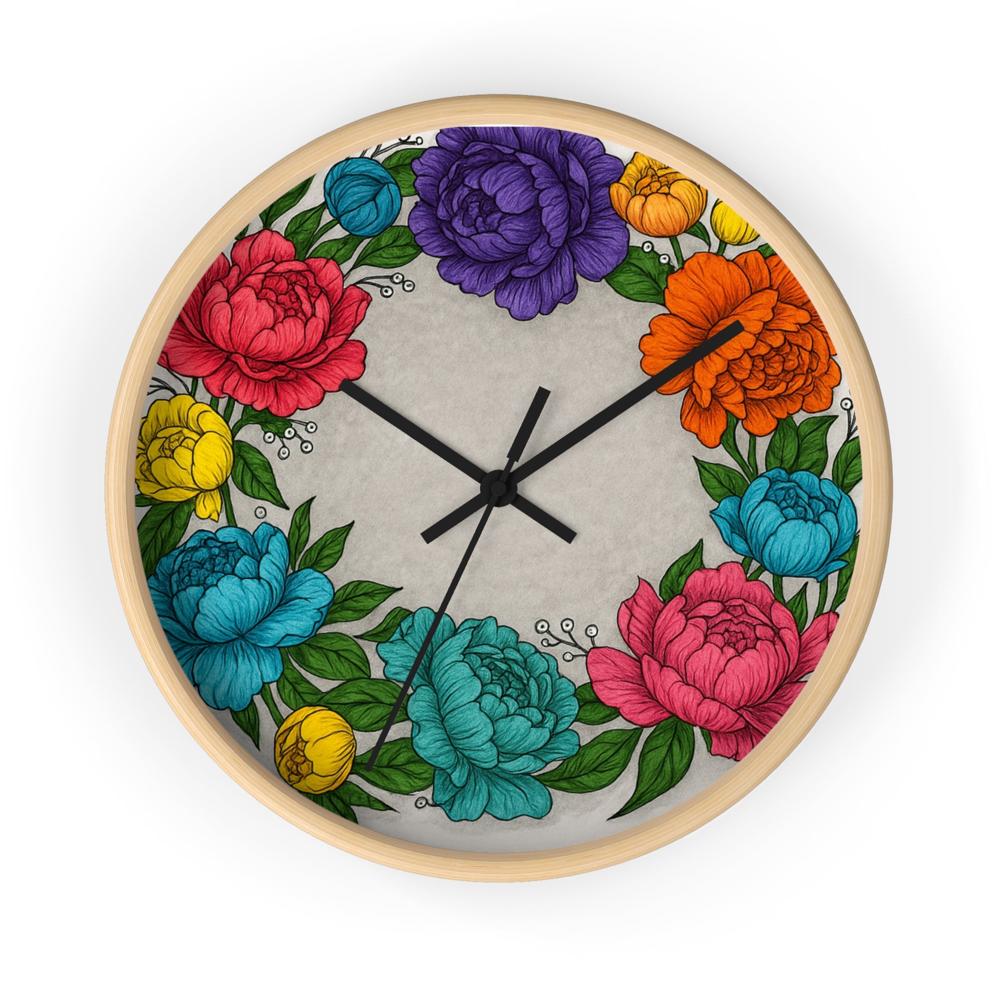 Floral Design Wall Clock - Colorful Home Decor for Any Occasion