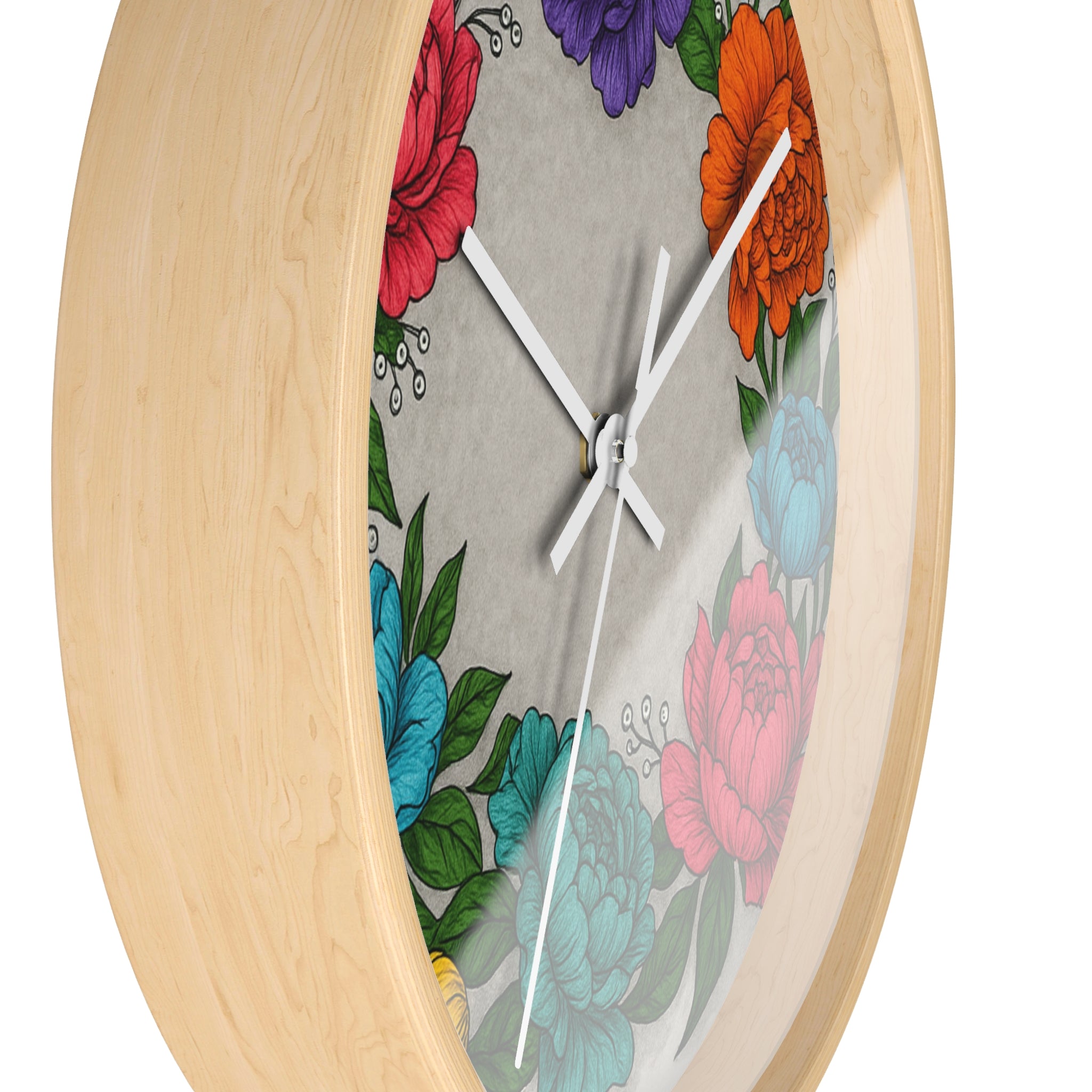 Floral Design Wall Clock - Colorful Home Decor for Any Occasion