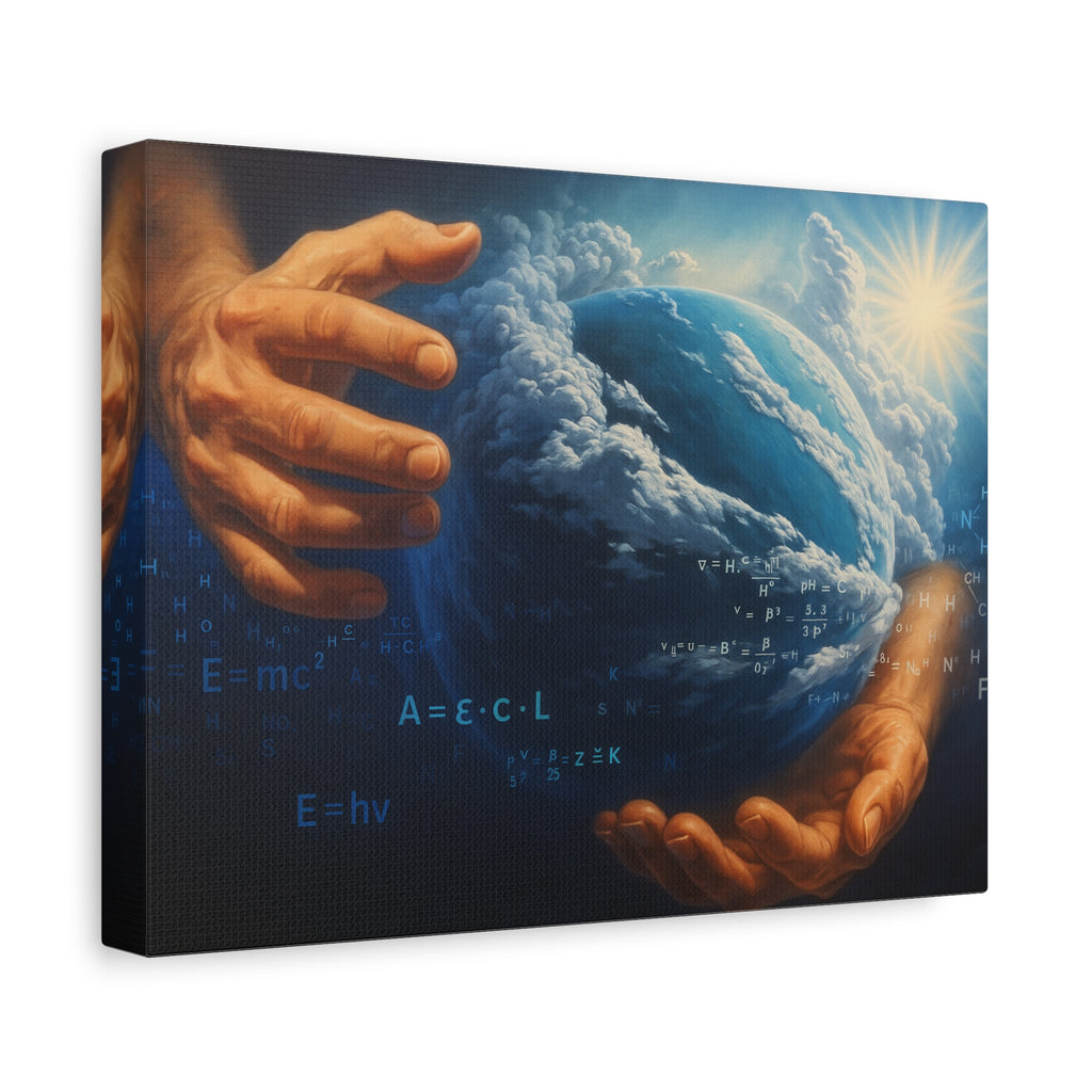 Ethereal Earth Canvas Print: Hands of Knowledge & Nature