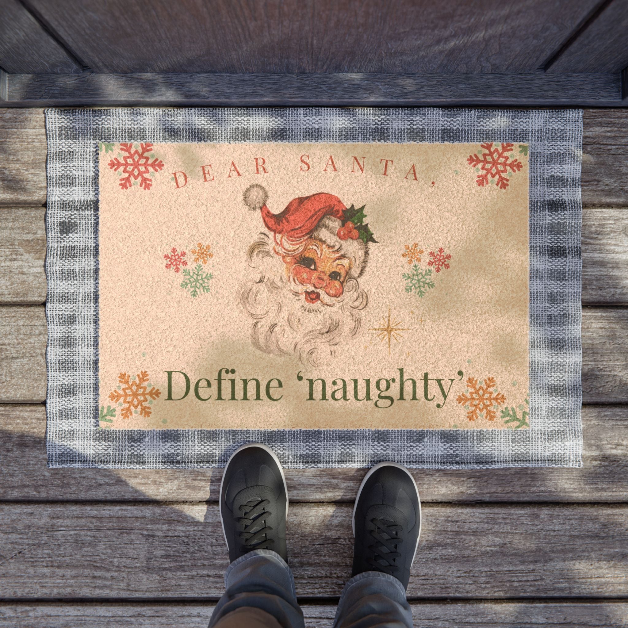 Dear Santa…. Define ‘Naughty’ Vintage Christmas Doormat