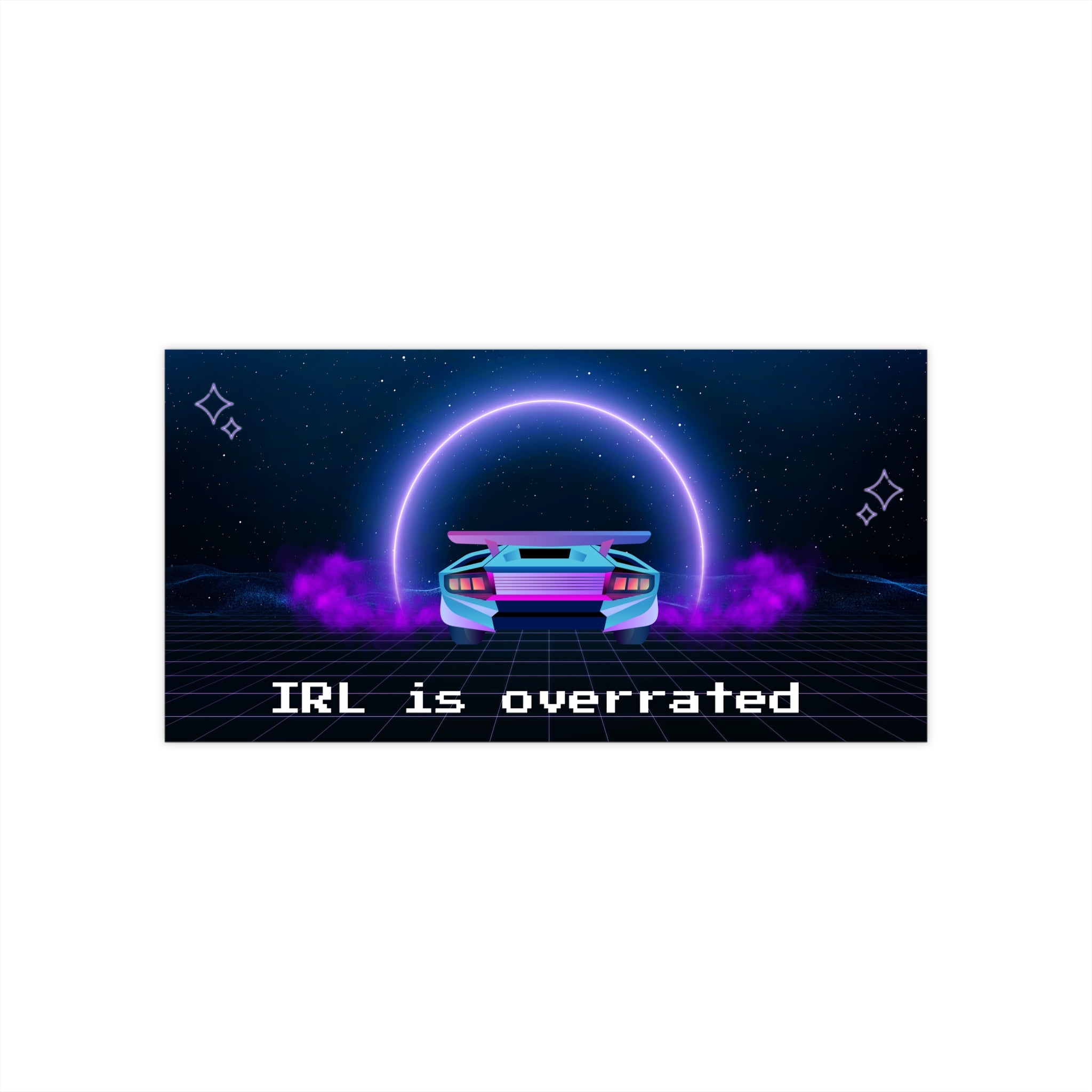 Retro Vibe Bumper Stickers - 'IRL is Overrated' Design