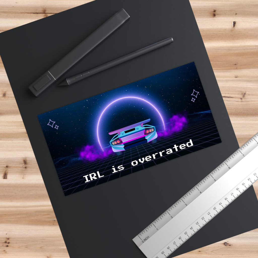 Retro Vibe Bumper Stickers - 'IRL is Overrated' Design
