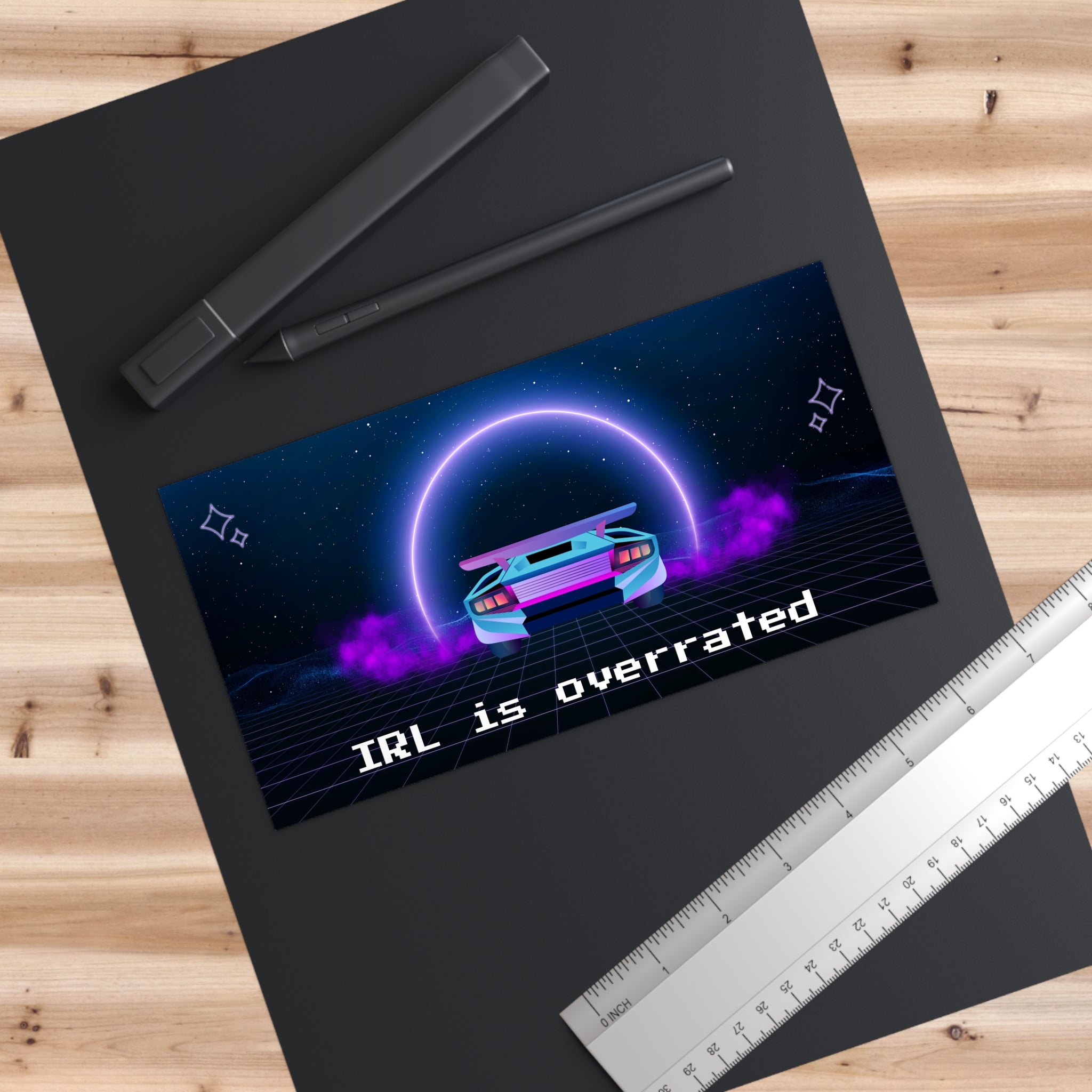 Retro Vibe Bumper Stickers - 'IRL is Overrated' Design
