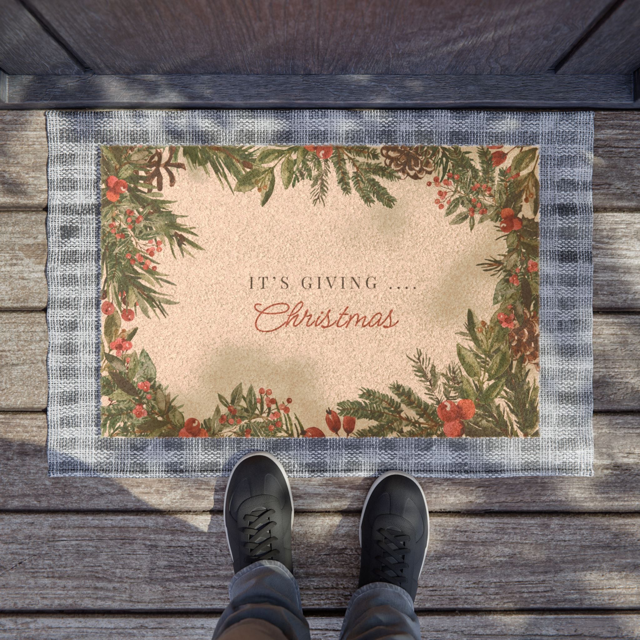 Bring the holiday vibes straight to your doorstep with a mat that’s equal parts classy and playful