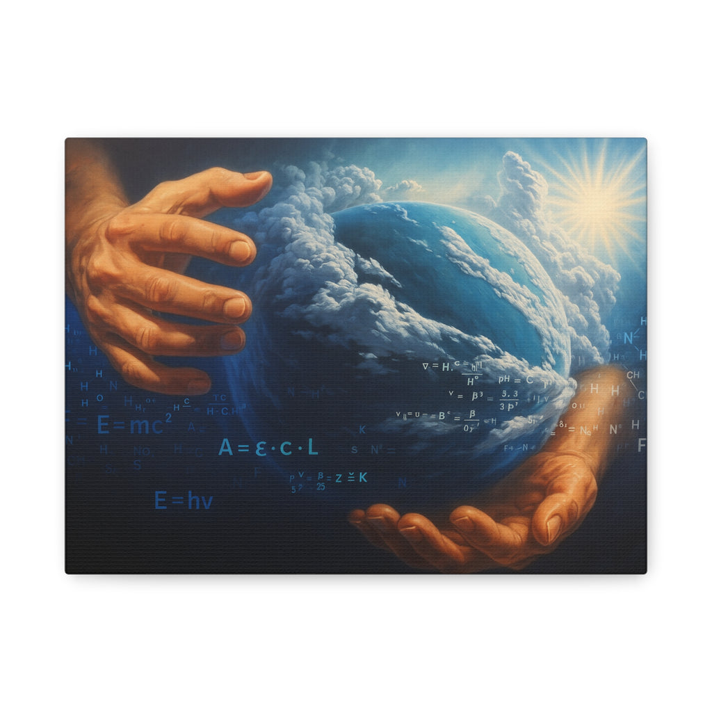Ethereal Earth Canvas Print: Hands of Knowledge & Nature