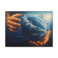 Ethereal Earth Canvas Print: Hands of Knowledge & Nature