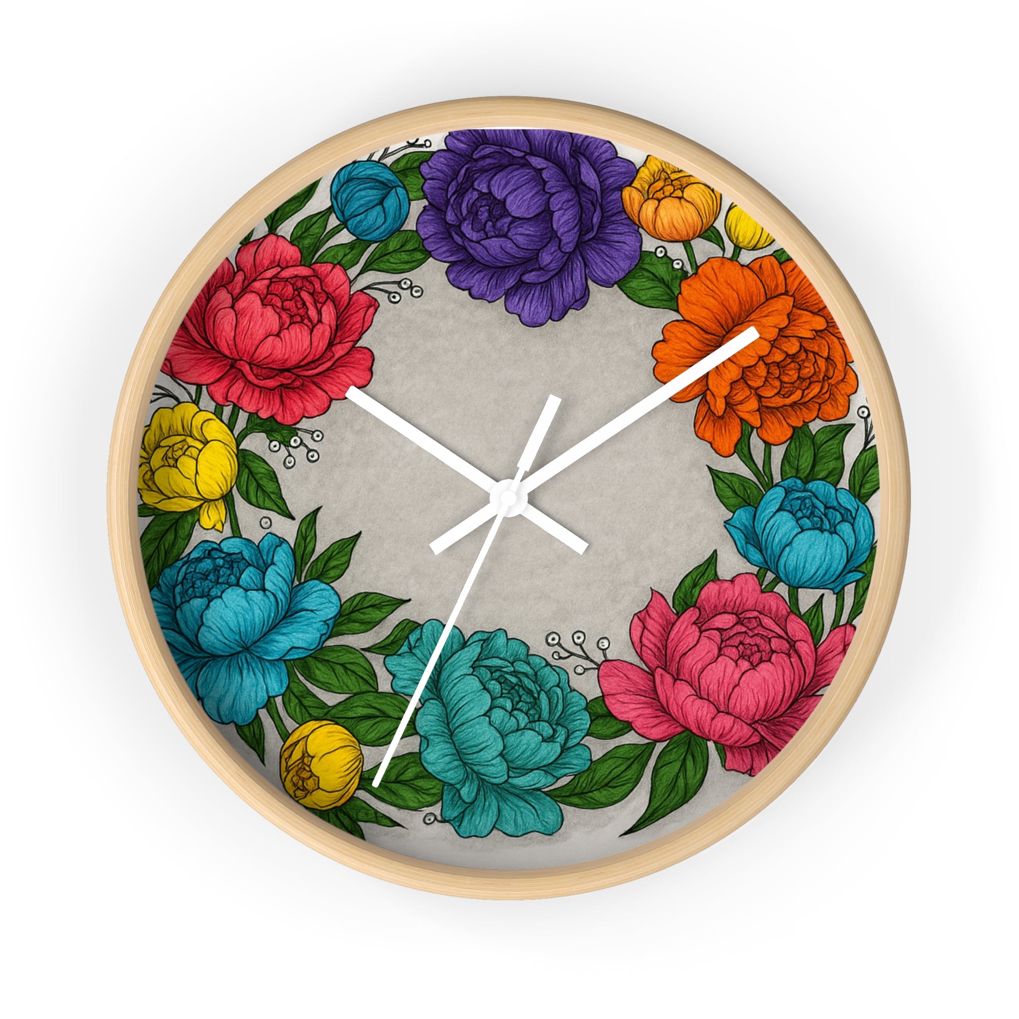 Floral Design Wall Clock - Colorful Home Decor for Any Occasion