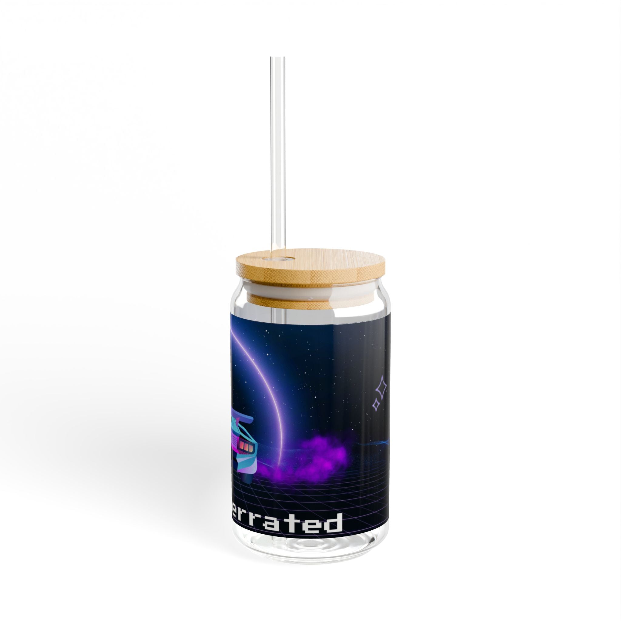 Retro-Style 16oz Sipper Glass with Straw - "IRL is Overrated" Design
