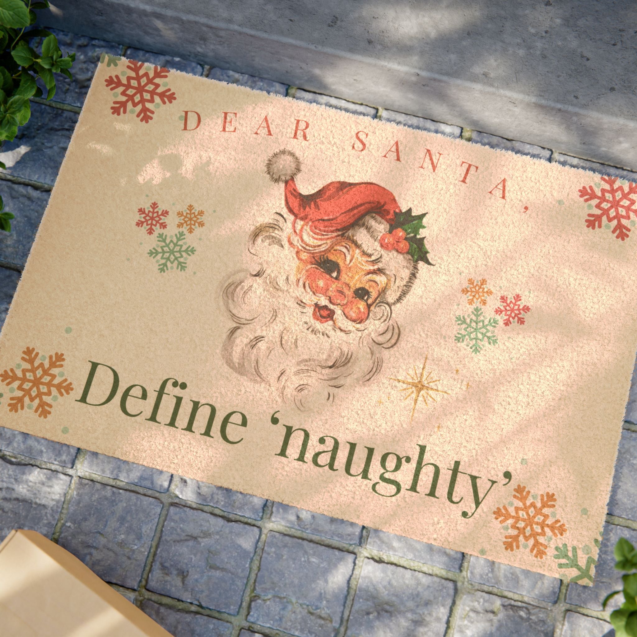 Dear Santa…. Define ‘Naughty’ Vintage Christmas Doormat